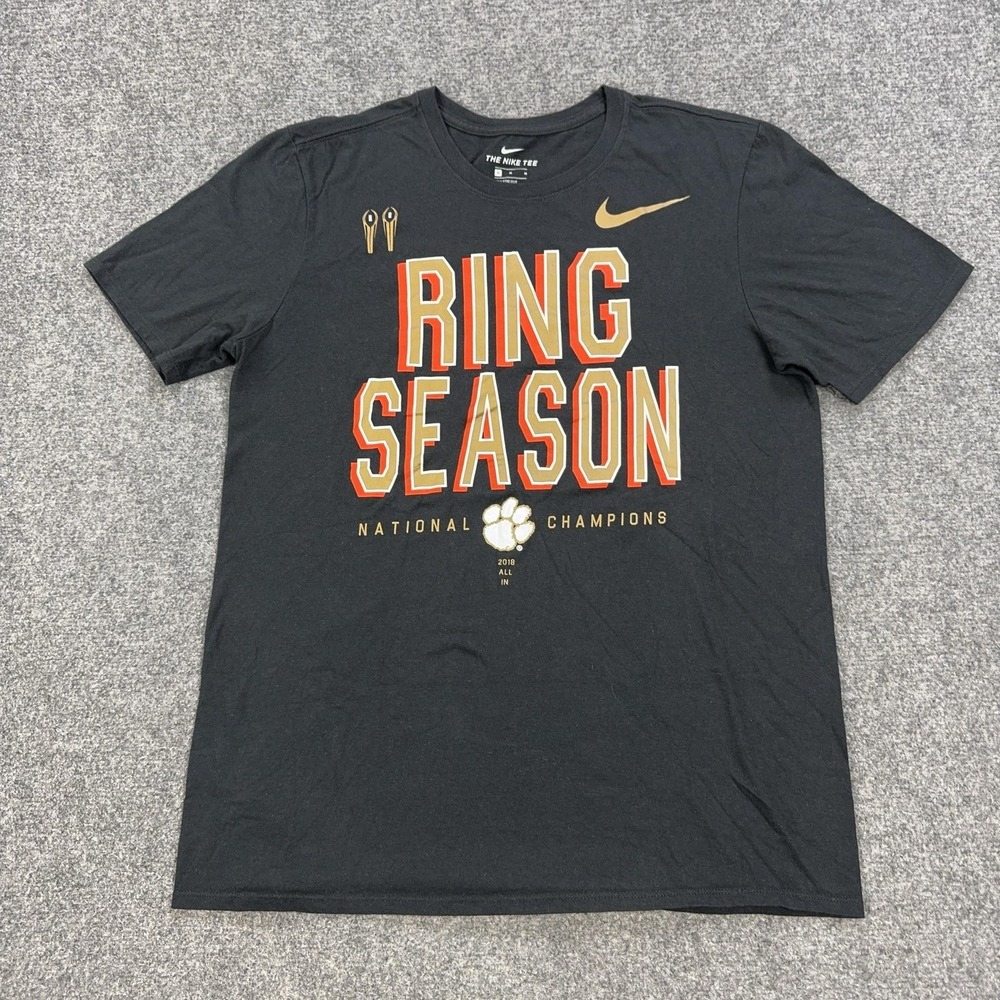 Clemson Tigers Shirt Mens Medium Black NCAA Football Nike 2018 Ring Season Tee